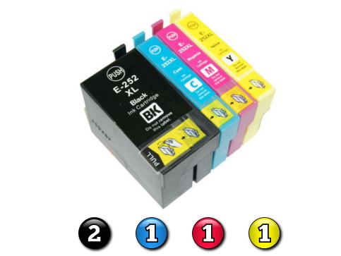 5 Pack Combo Compatible Epson 252XL (2BK/1C/1M/1Y) ink cartridge