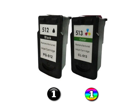 2 Pack Combo Remanufactured Canon PG512 & CL513 (1BK/1C) ink cartridges