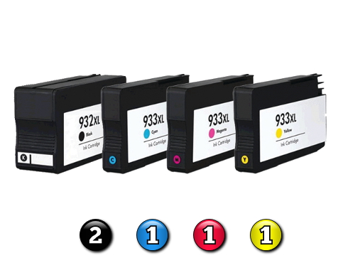 5 Pack Combo Compatible HP932XL/HP933XL (2BK/1C/1M/1Y) ink cartridges