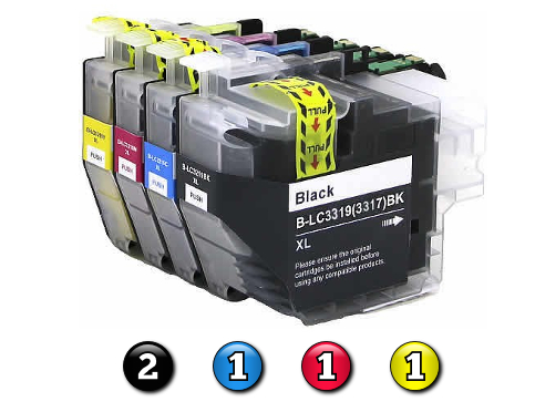 Compatible Brother LC3317XL/LC3319XL ink cartridges 5 Pack Combo (2BK/1C/1M/1Y)