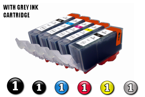 6 Pack Combo Compatible Canon ink cartridges (PGI-525BK + CLI-526BK/C/M/Y/GY)